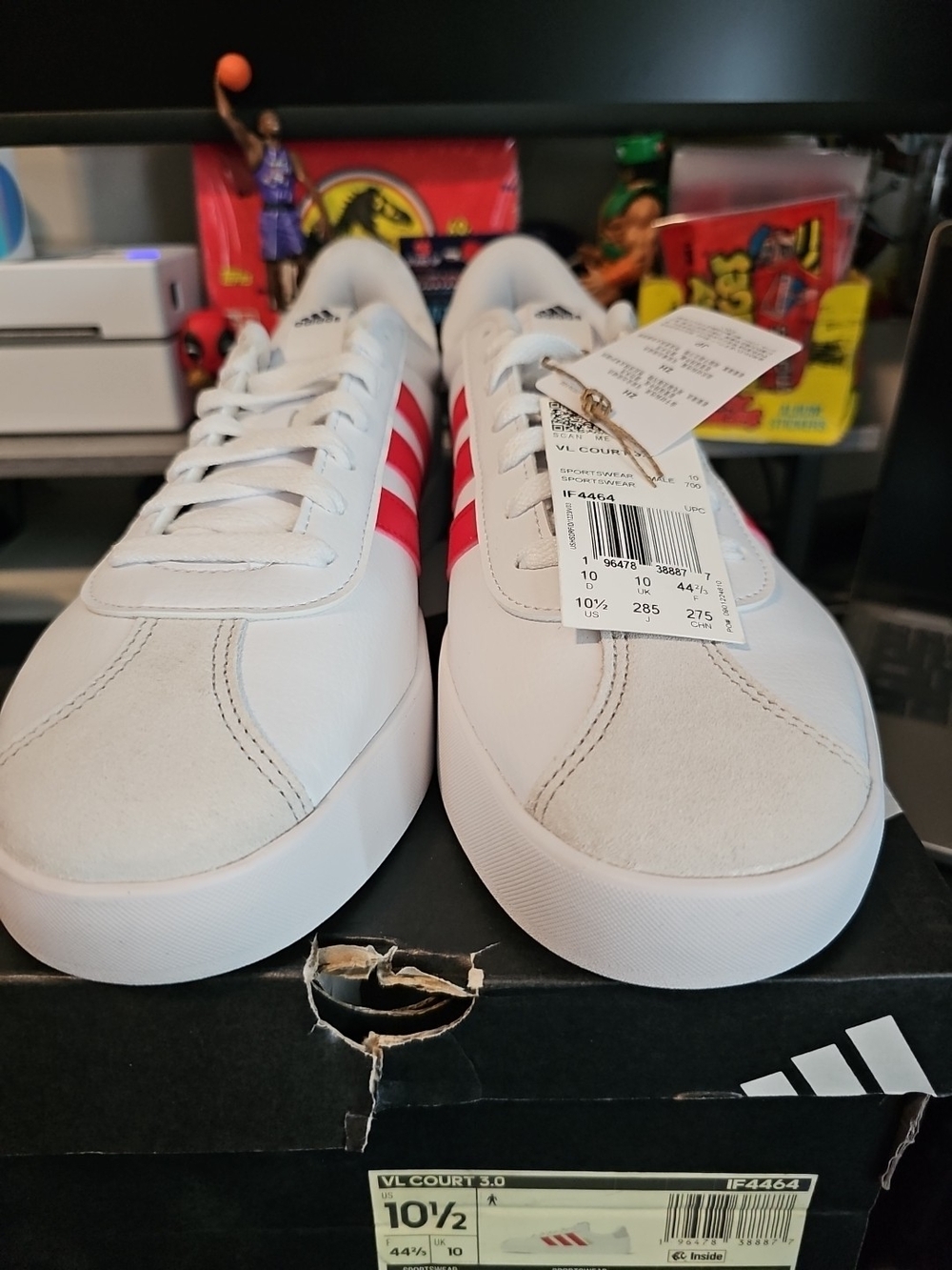 Adidas VL Court 3.0 White Sneakers with Red Stripes